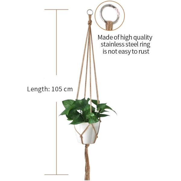 5-delad spetskrukhängare för växter, inomhus hängande blomkruka rep solid bomullsrep för balkong inomhus utomhus trädgård dekorativa blomkorgar.