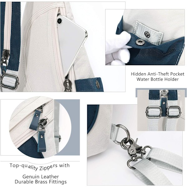 Nylon Sling Bag - Liten Crossbody Ryggsäck Axelväska Casual Dagryggsäck Flerfunktionell Ryggsäck för Män Kvinnor