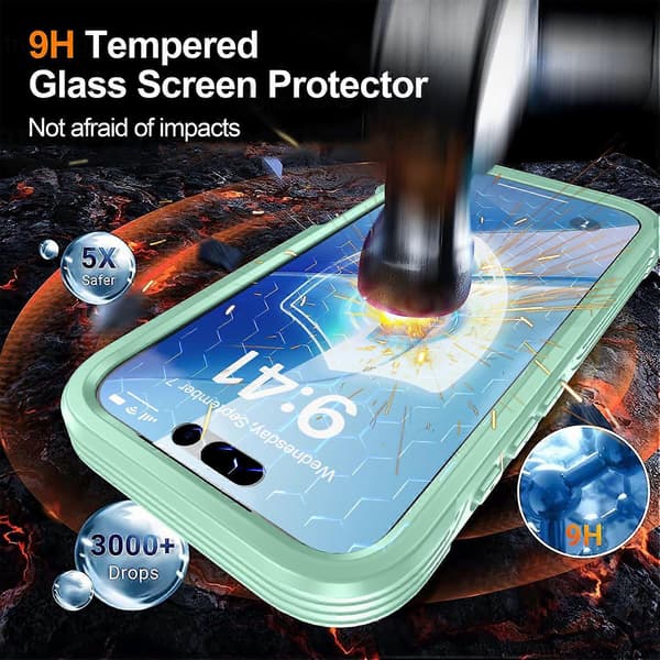 [LCS] For iPhone 17 Magnetic Case PC + TPU Phone Case with Tempered Glass Screen Protector Green