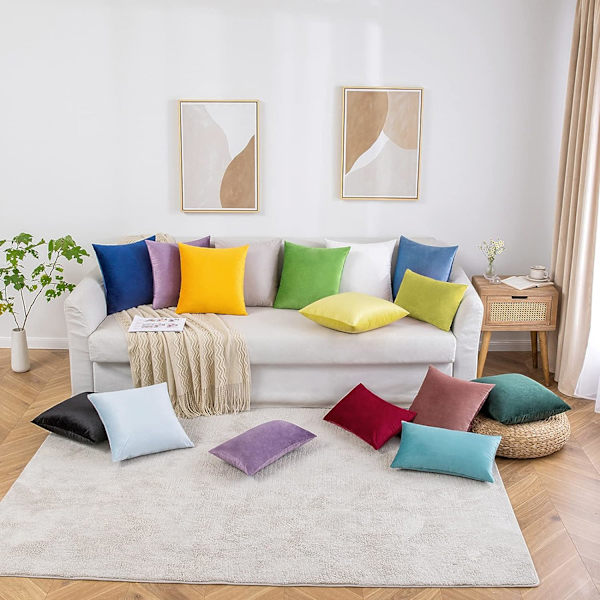 2 Dekorative Fløjls Pudebetræk Sofa Pudebetræk Super Blød Dekoration Hjem Stue Soveværelse til Sofa 45X45CM Blå Turkis