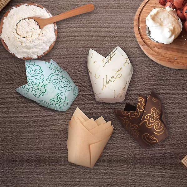 Muffinsformer Bakeformer i Papir, 200 stk Tulipanformer for Muffinsbaking