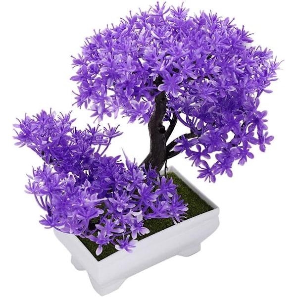 Kunstig Bonsai Tre Falsk Plante Dekorasjon Blomsterpotte Plante Hjemmekontor Dekor Falsk Potteplante (Lilla Cedar)
