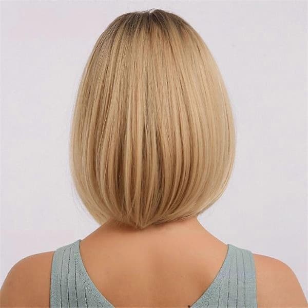 Kort blond gradientparyk til kvinder, naturlig og fluffy, velegnet til Halloween-festkostume