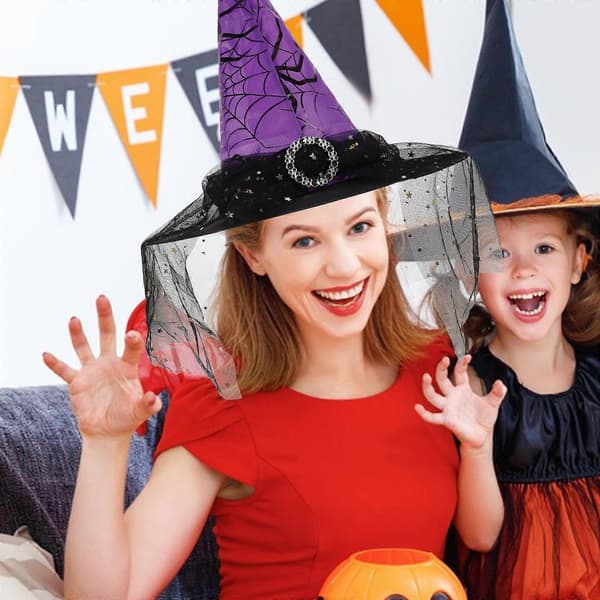 Halloween Cosplay Heksehat til Dekoration 3 Stk Lilla Blonde Tilbehør