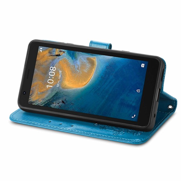 Firekløver Lås Lærveske For ZTE Blade A31 Lite Blue
