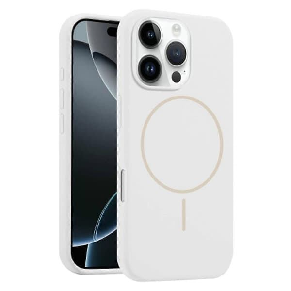For iPhone 16 Pro Case Compatible with MagSafe Liquid Silicone Anti-Fall Phone Case - White (White)
