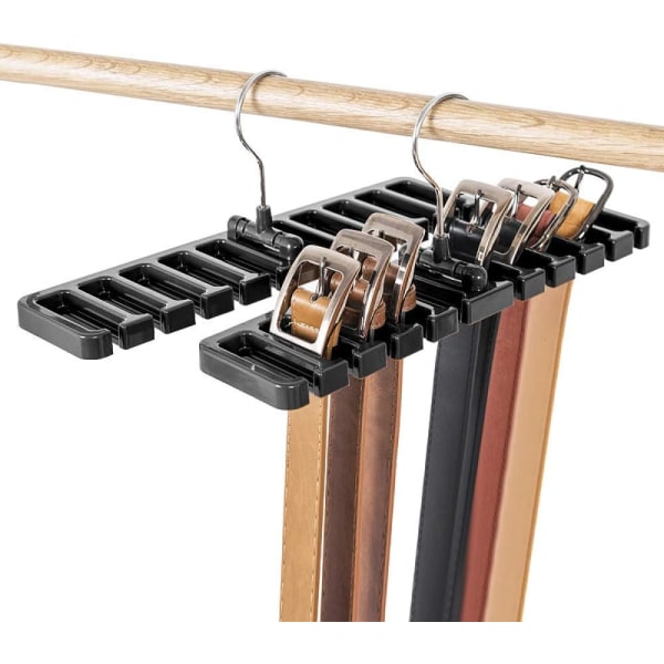 Belt Holder, 10 Slots, For Tie, Belt, Scarf And Scarf Made Of Sturdy Plastic For Wardrobe,Belt Hanger With Metal Hook