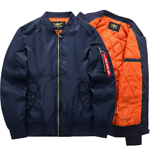 Herre Ma1 Jakke Vinter Utendørs Tykk Kvalitets Nylon Amerikansk Militæruniform Pilot Unisex Frakk Mann Bomber Flyverjakke dark blue L