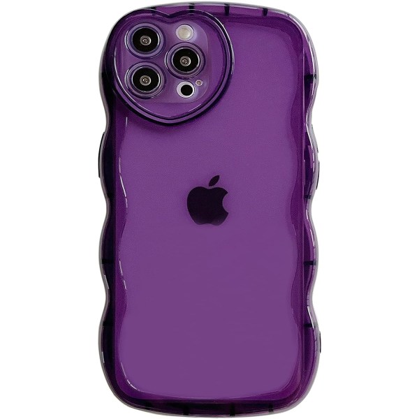 för iPhone 13 Pro Max Case 6,7", sött genomskinligt Love Case, med Love-Heart kameraram Vågkant Transparent Full Skydd Lila
