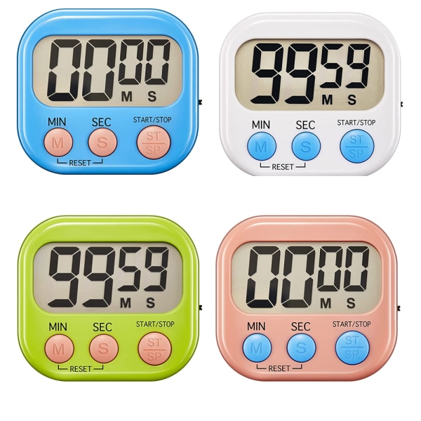 4-delad multifunktionell elektronisk timer, timer för inlärningshantering, lämplig för kök, studier, arbete