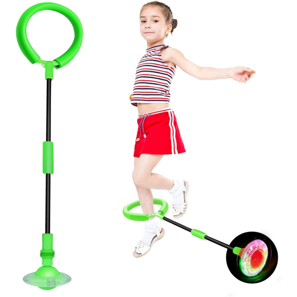 Skip Ball, Flash Wheel Hoppa Ring Ankel Skip Ball Färgglad Ljus Vikbar Blinkande Swing Ball Sport Fitness för barn, Grön