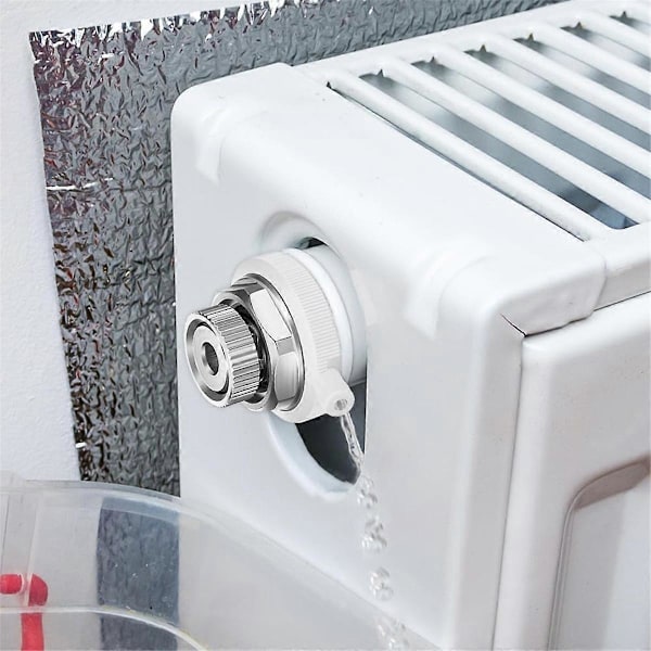 Helautomatisk Luftventil Automatisk Avstängning Självluftande Radiatorventil 1/2 tum för Värmesystem Silver