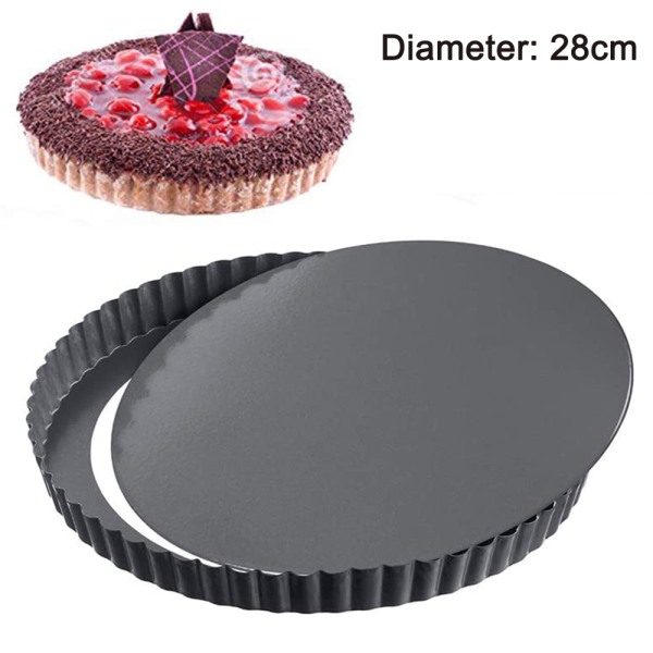 Nonstick Heavy Duty Tart Pan With Removable Bottom, Removable Loose Bottom Quiche Pans, Pie Pan（28cm Upper diameter）