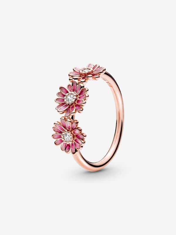 Pandora - Rosa Daisy Blom Trio Ring - 14k roséguldplätering Circumference: 50mm