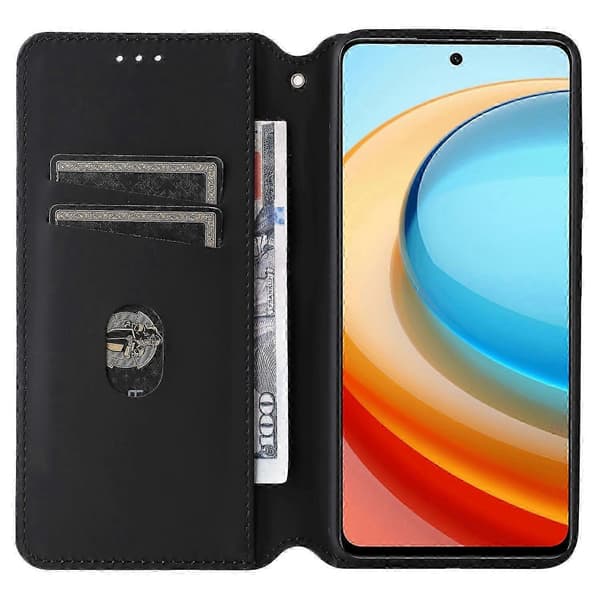 Wallet Case for ZTE Blade A75 5G nubia Focus, Diamond Pattern Leather Case - Black (Silver)