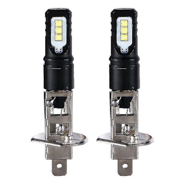 2x H1 6000k Super Lys Hvid 6000lm Drl Led Forlygte Kit Tågelygter Zekai