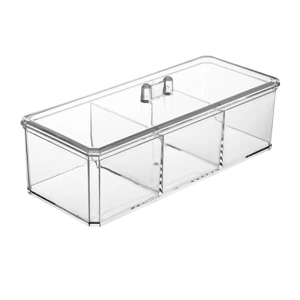 Acrylic Storage Box Bathroom Organizer Large Capacity Multiple Compartments Dustproof Transparent Cotton Pad Swabs Storage Case Jikaix B