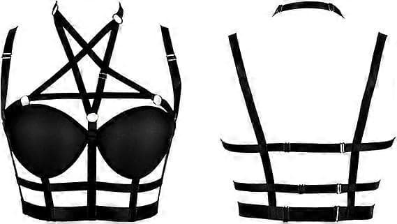 Kvinners kroppssele BH Elastisk Justerbar BH Punk gotisk Karneval Plus Size Justerbart Klestilbehør