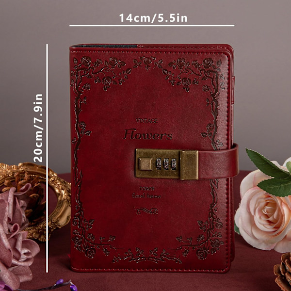 B6 Læder Journal Notebook med Kombinationslås, Rejse Sailor Skrive Dagbog Personlig Planlægger Organisering Som Gave, 7.87 X 5.51 in