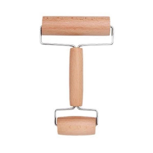 Kjevle i tre, dobbelthodet design for baking av pizza, bakverk, dumplings, kjeks