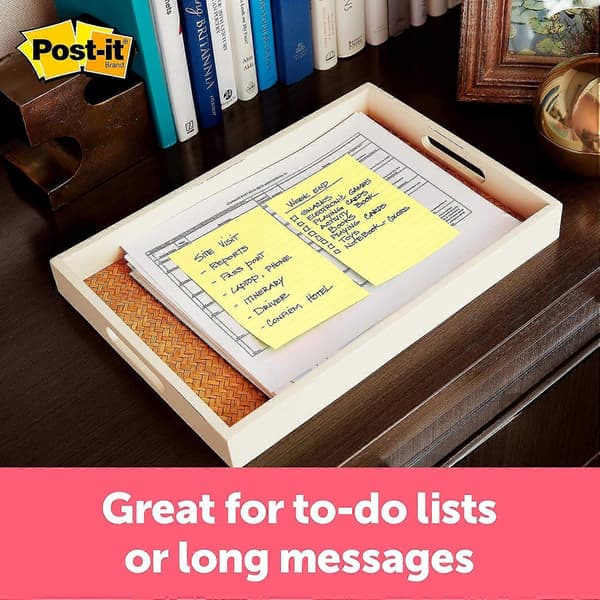 Super Sticky Notes, 10x15 cm, 5 blokker, 2x klebeevnen, kanarigul, resirkulerbar (660)