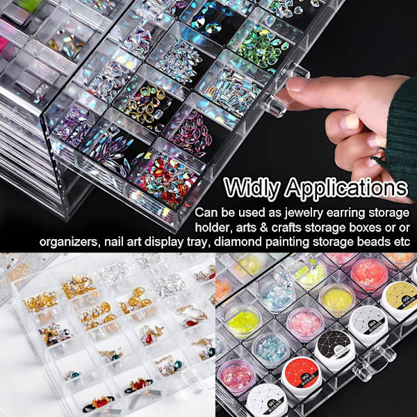 Ørepynt Oppbevaringsboks Organizer, Akryl Smykke Oppbevaringsboks Holder 5 Skuffer Transparent Smykke Display Stativ med 120 Små (Klar)