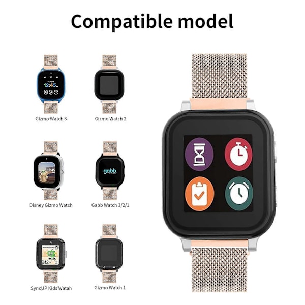 For Verizon Gizmo Watch 1 Smartklokke Reim Milanesisk Mesh Bånd Rustfritt Stål Magnetisk Armbånd Style D