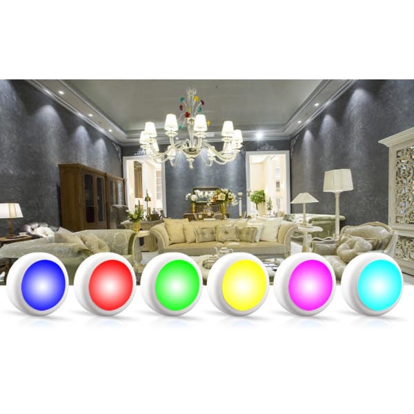 LED Spotlight 6 pcs with 2 Remote Controls RGB Design many colors White