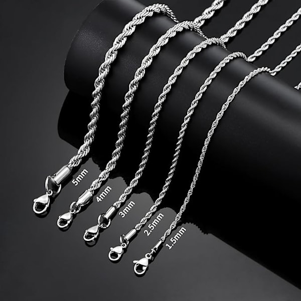 18k äkta guldpläterad repkedja 5mm rostfritt stål tvinnad kedja halsband för män kvinnor 36 tum