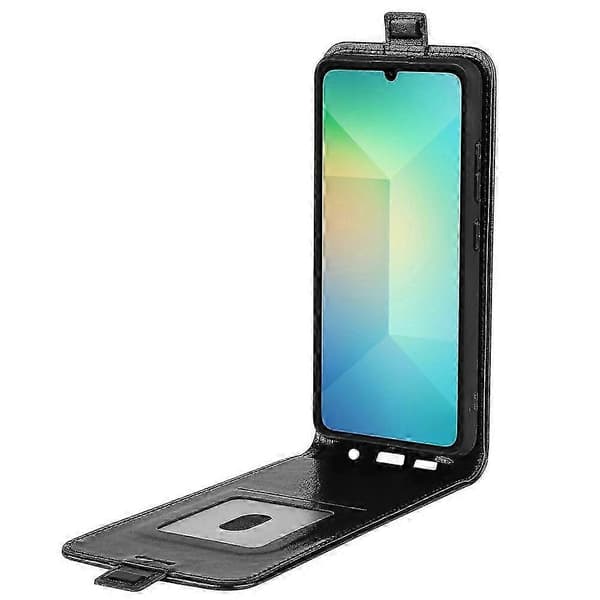 R64 Texture Vertical Flip Leather Phone Case (Black, For Samsung Galaxy A06 5G)
