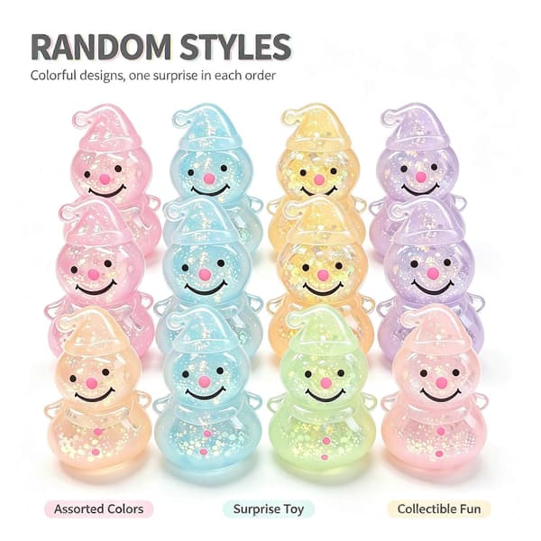 4 STK Glitter Snømann Squishy Fidget Leketøy, Julestrømpefyll, Søt Sensorisk Leketøy Gave til Gutter Jenter, Julefestposefyll 4PCS(RANDOM)