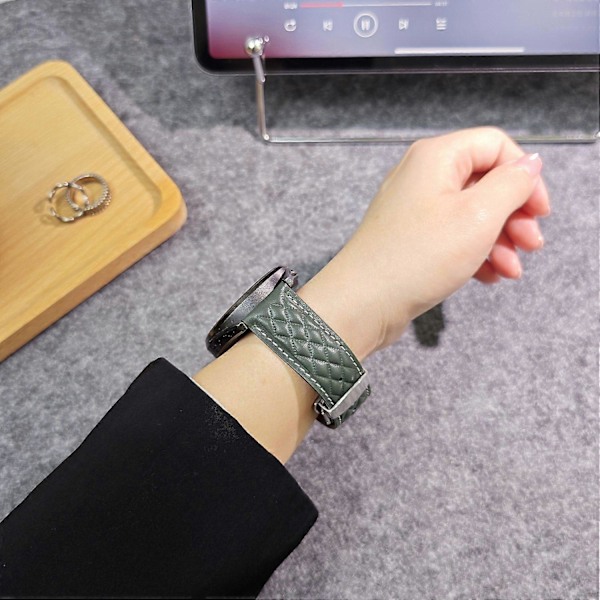 Armband i äkta läder med rombstruktur för Huawei Watch GT 5 Pro 46 mm/GT 5 46 mm 22 mm Style D