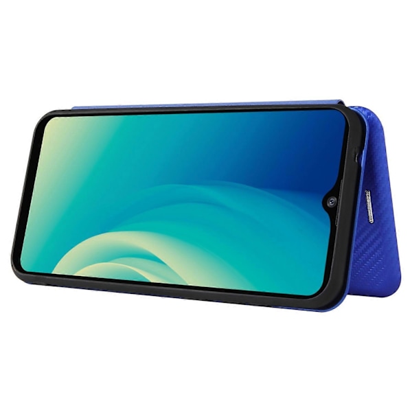 För ZTE Blade A7s 2020 Kolfibertextur Horisontell Flip TPU + PC + PU Läderfodral med Kortplats Blue