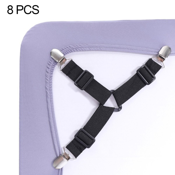 Sengespenne, 8 stk. justerbare trekant elastiske opphengsstropper Gripper Holder Stropper Klips