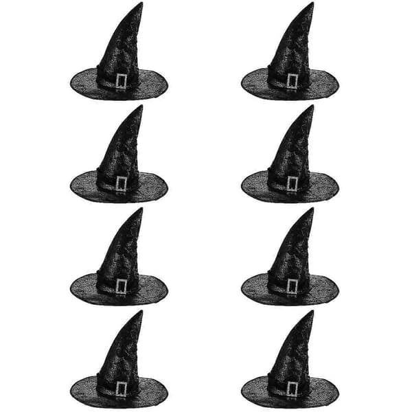 Halloween heksehath tilbehør til dekoration 8 stk sorte hatte