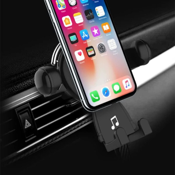 Bilstøtte for telefon Tegneserie Universal Bil Tyngdekraft Bilstøtte Luftventilfeste Brakett Navigasjonsstøtte (Svart)