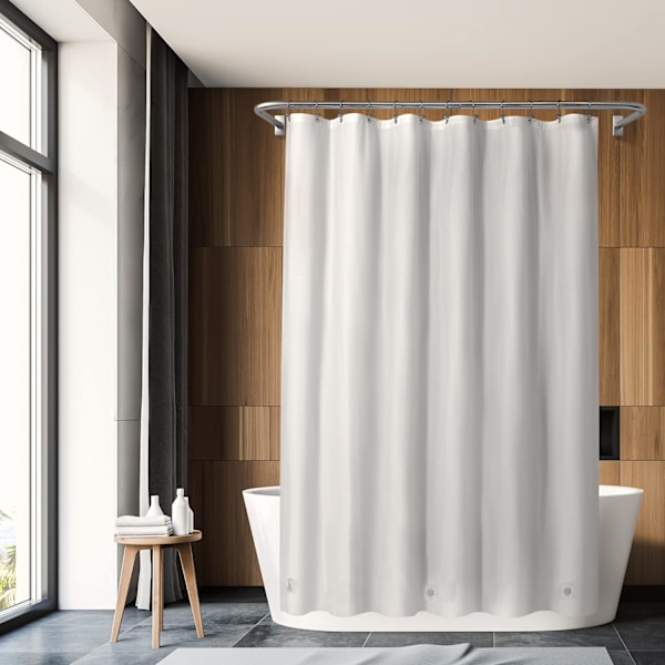 Vit duschdraperifoder - Premium PEVA, BPA & PVC-fri, ingen kemisk lukt, lätt duschdraperi med 3 magneter, - Vit, standardstorlek
