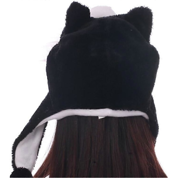 Unisex Vinter Plys Øreklap Dyrehatte Sort Husky Hovedomkreds 56-58cm/22-22.83inch