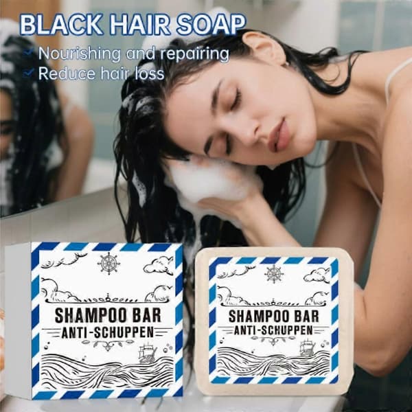 1-3X Solid Anti Dandruff Shampoo - Solid Shampoo Menn & Kvinner - 3-i-1 Dusjsåpe Menn for Hår, Ansikt, Kropp - Vegansk 2pcs