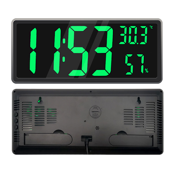 Stor digital väggklocka med digital display vit