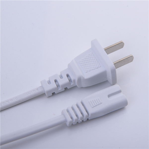 5ft lang hvid 2 polet AC strømkabel kabel stik