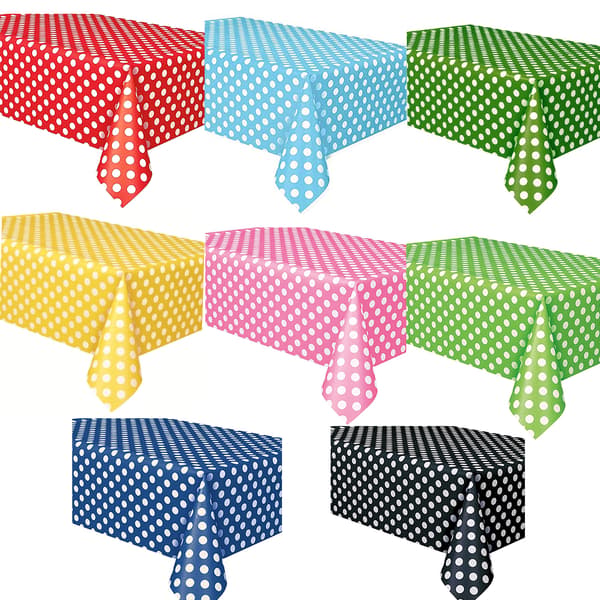 Set med 8 färger Rektangulär PVC Oljeduk 137*183cm Polka Dot