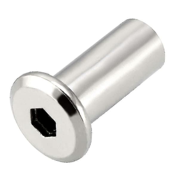 M8x20mm Hylsemutter for Flatpakkede Møbelforbindelser, Sekskant Sokkelhode 10 stk