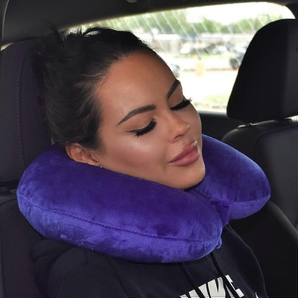 Fjäderlätt mikrofiber nackkudde, nackkudde flygplan resor bärbar kudde lunchrast sova