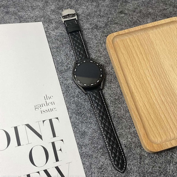 Armband i äkta läder med rombstruktur för Huawei Watch GT 5 Pro 46 mm/GT 5 46 mm 22 mm Style B