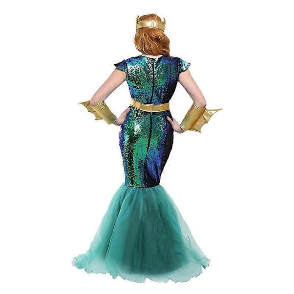 Aikuisten Kultainen Poseidon -asu miehille, Kuningas Neptunus -asu Halloween-asu Women L