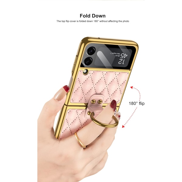 för Z Flip3 5g 2023 med ringhållarplätering Lyxigt cover Kompatibel med Samsung Galaxy Z Flip 3 5G case (rosa)