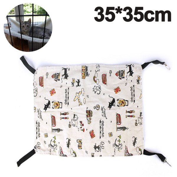 35*35 Piirretty riippumatto, häkkilemmikkien riippumatto, sopii kissoille, pennuille, kaneille tai muille pienille eläimille.