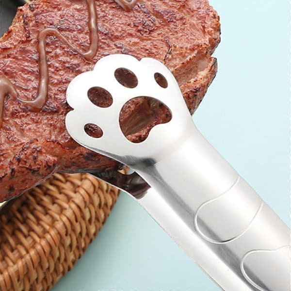 2 stk. kjøkkentang i rustfritt stål, kattekloformede brødserveringsklemmer for baking, grilling, fest