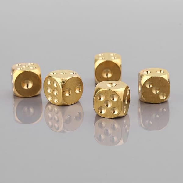6 Pieces 13mm Copper Dice Polished Solid Home Decor Brass Dice Bar Accessories Game Tools Copper Metal Dice Copper Game Accessories
